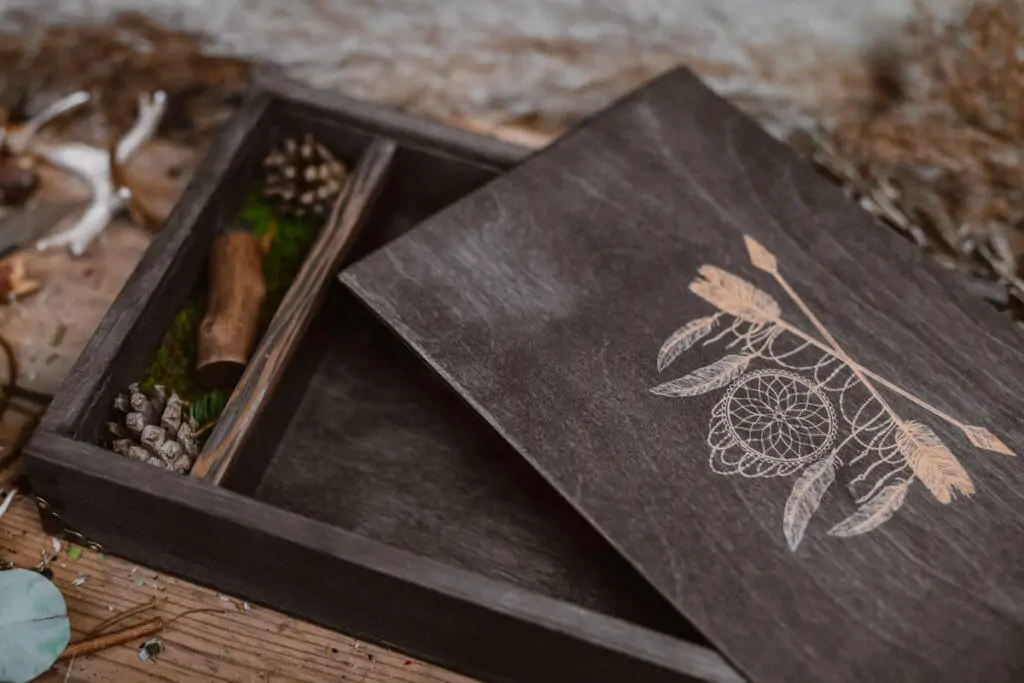 wood usb and box
