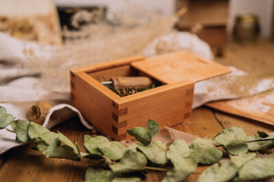 Wooden slide box for USB