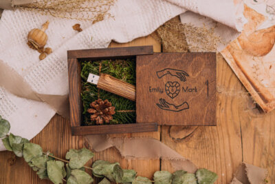 Wooden slide box for USB