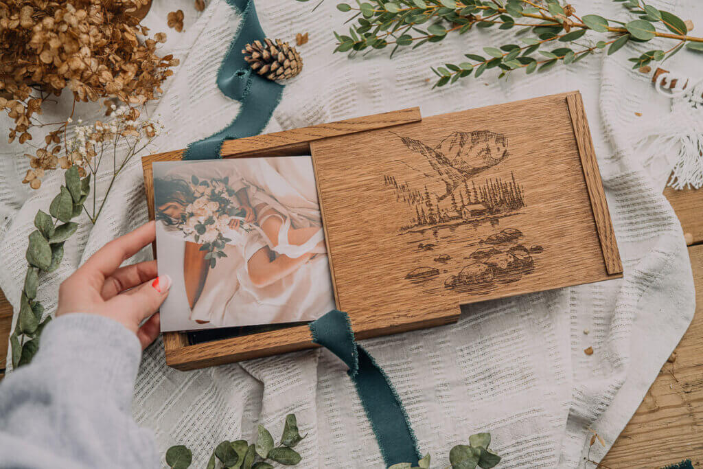 Oak photo box 13x19cm