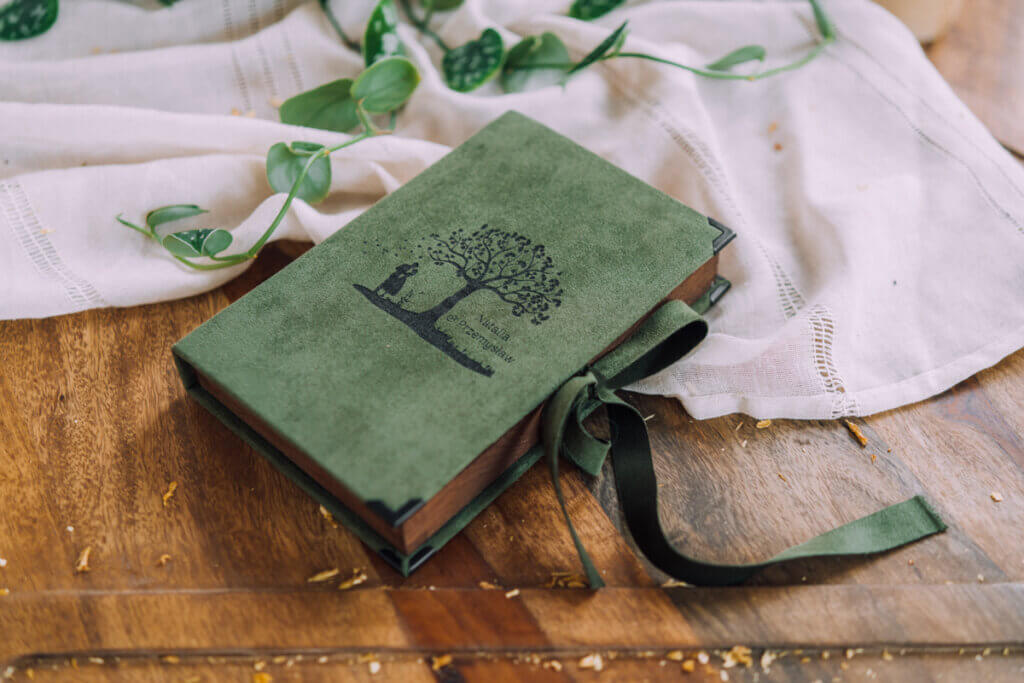 Photo Box for 15x23cm Photos Made from Suede + Oak